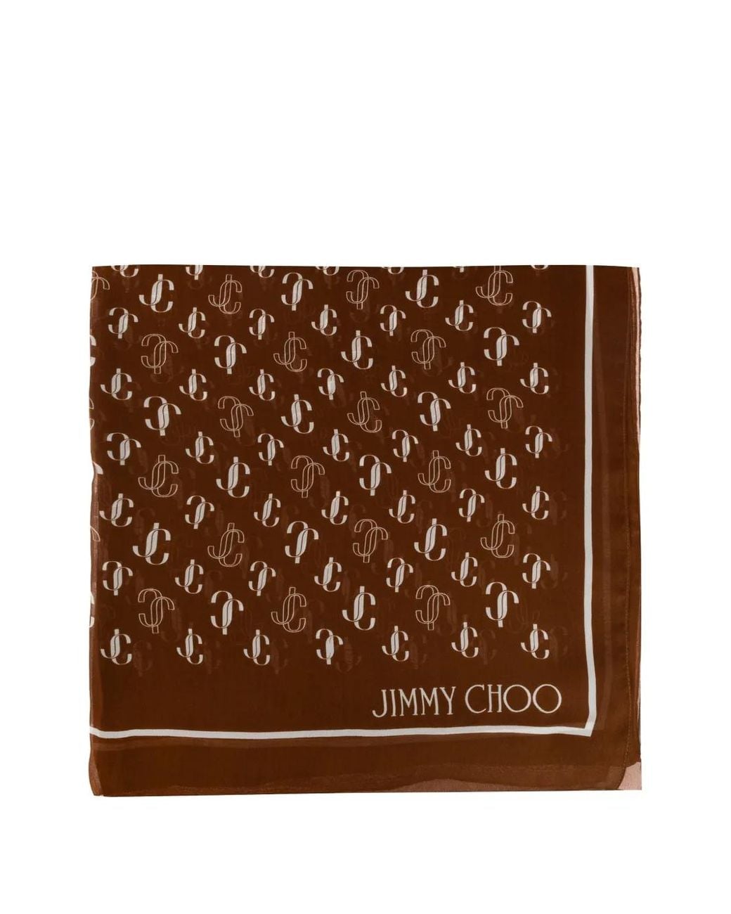 Jimmy Choo Brown Jc Monogram Silk Scarf