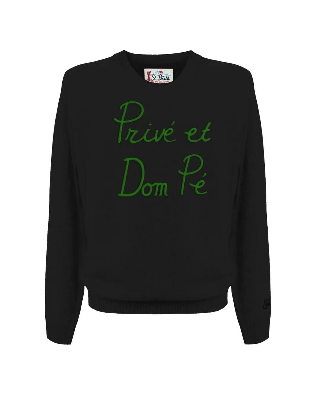 Mc2 Saint Barth Black Slogan-Embroidered Sweater for men