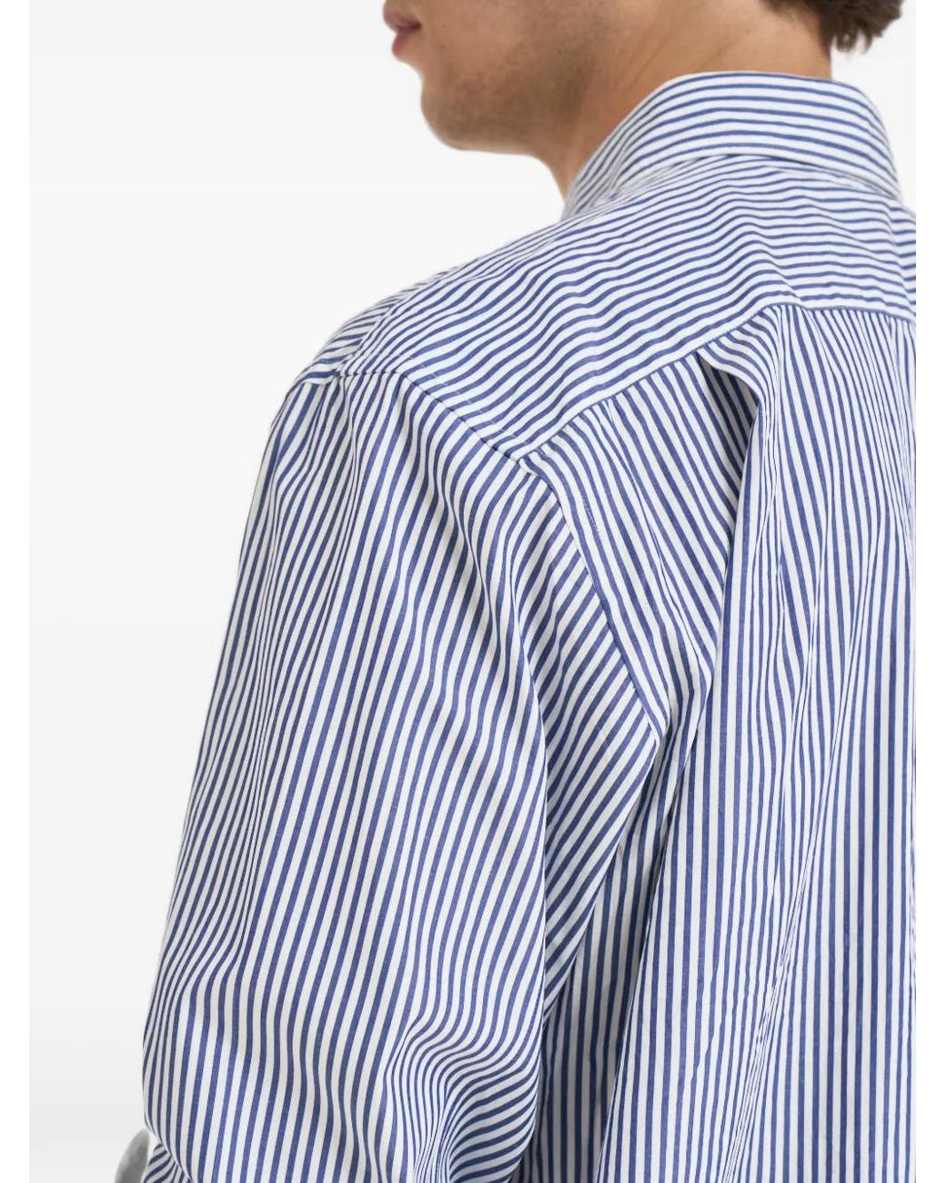 COMME DES GARÇONS PLAY Blue T-Shirt Rayé À Patch Cœur for men