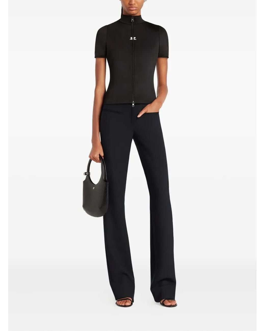 Courreges Black Interlock Zipped Top