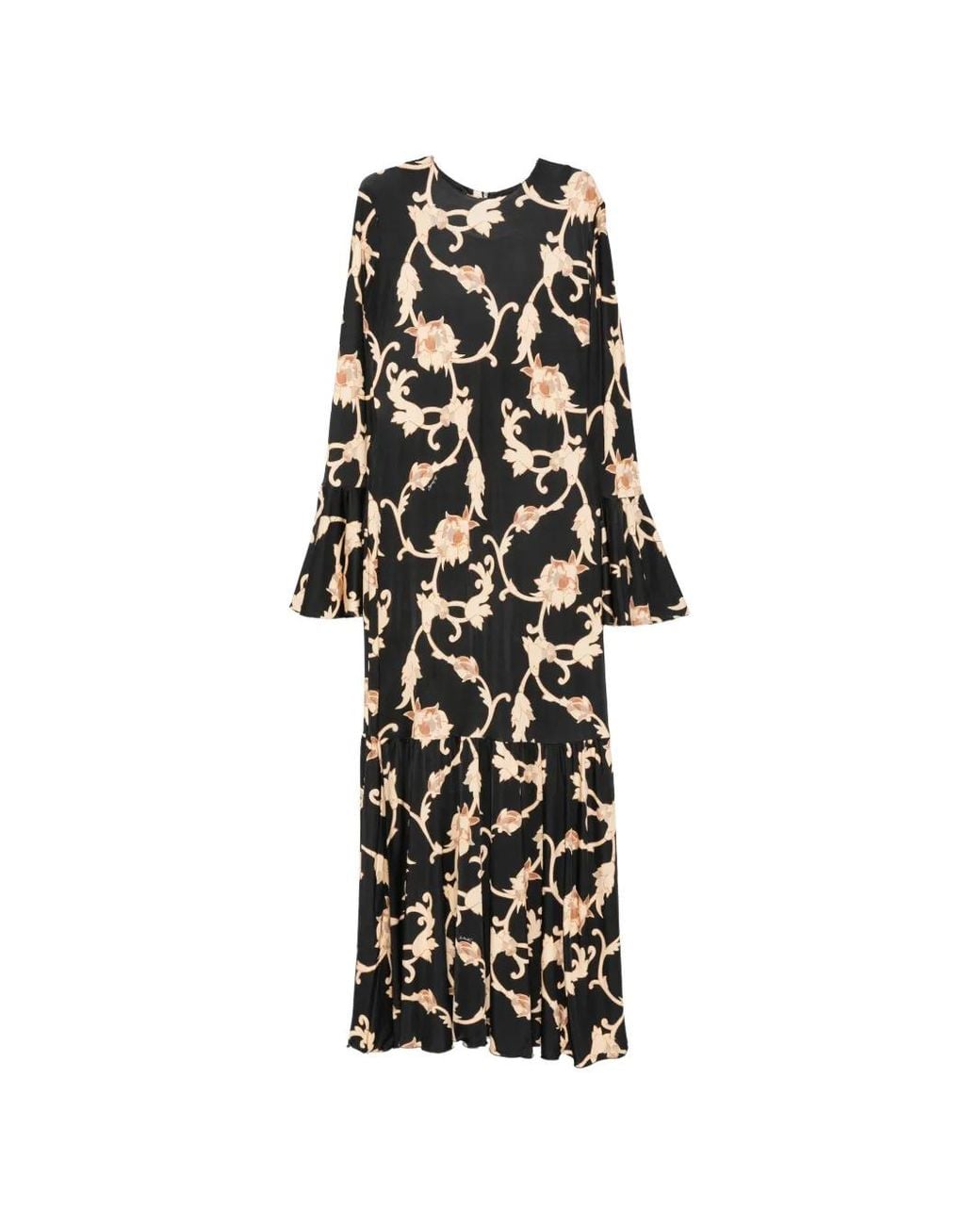 LaDoubleJ White Alba Floral-Print Fluted-Sleeve Dress