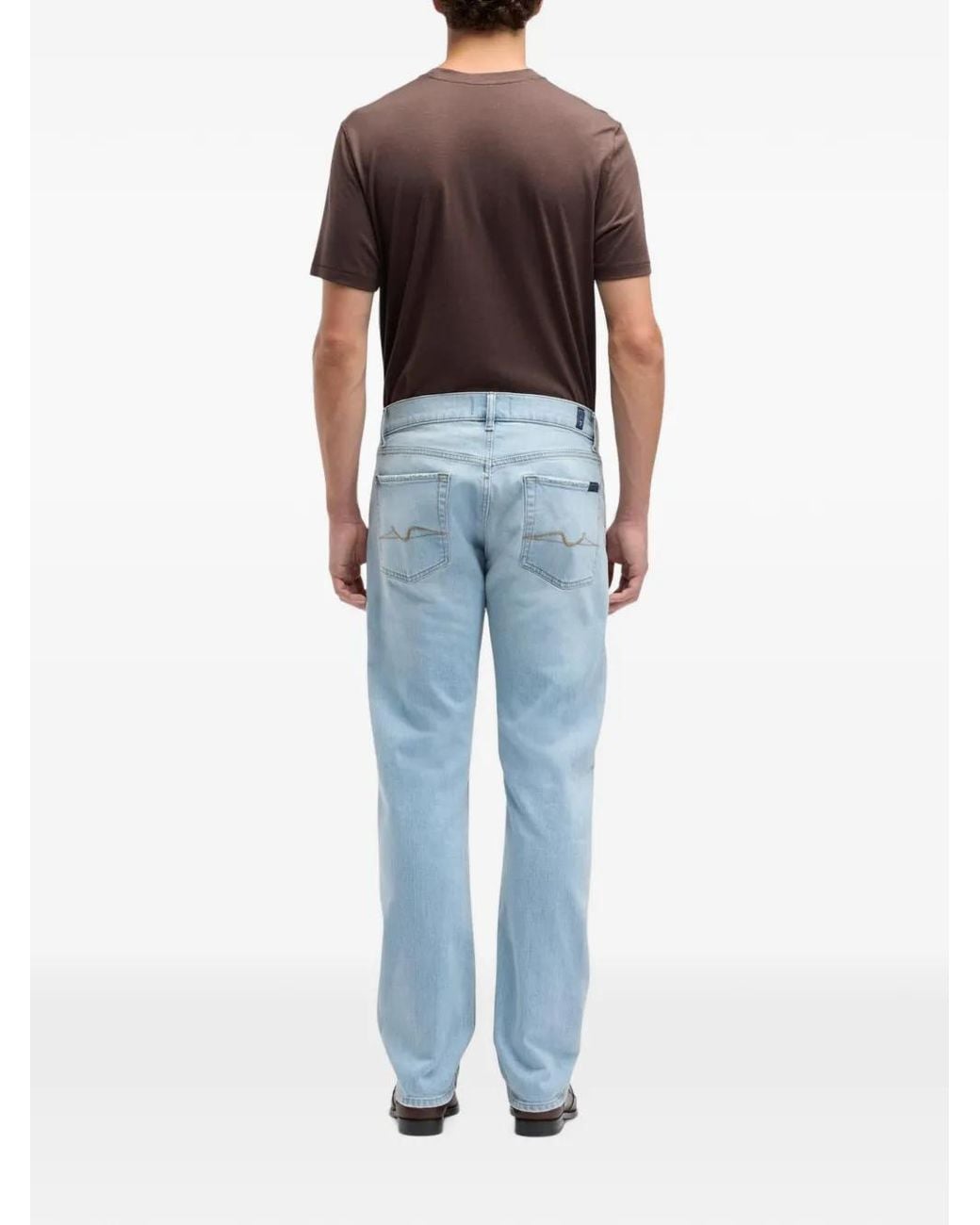 7 For All Mankind Blue The Straight Crystal Jeans for men