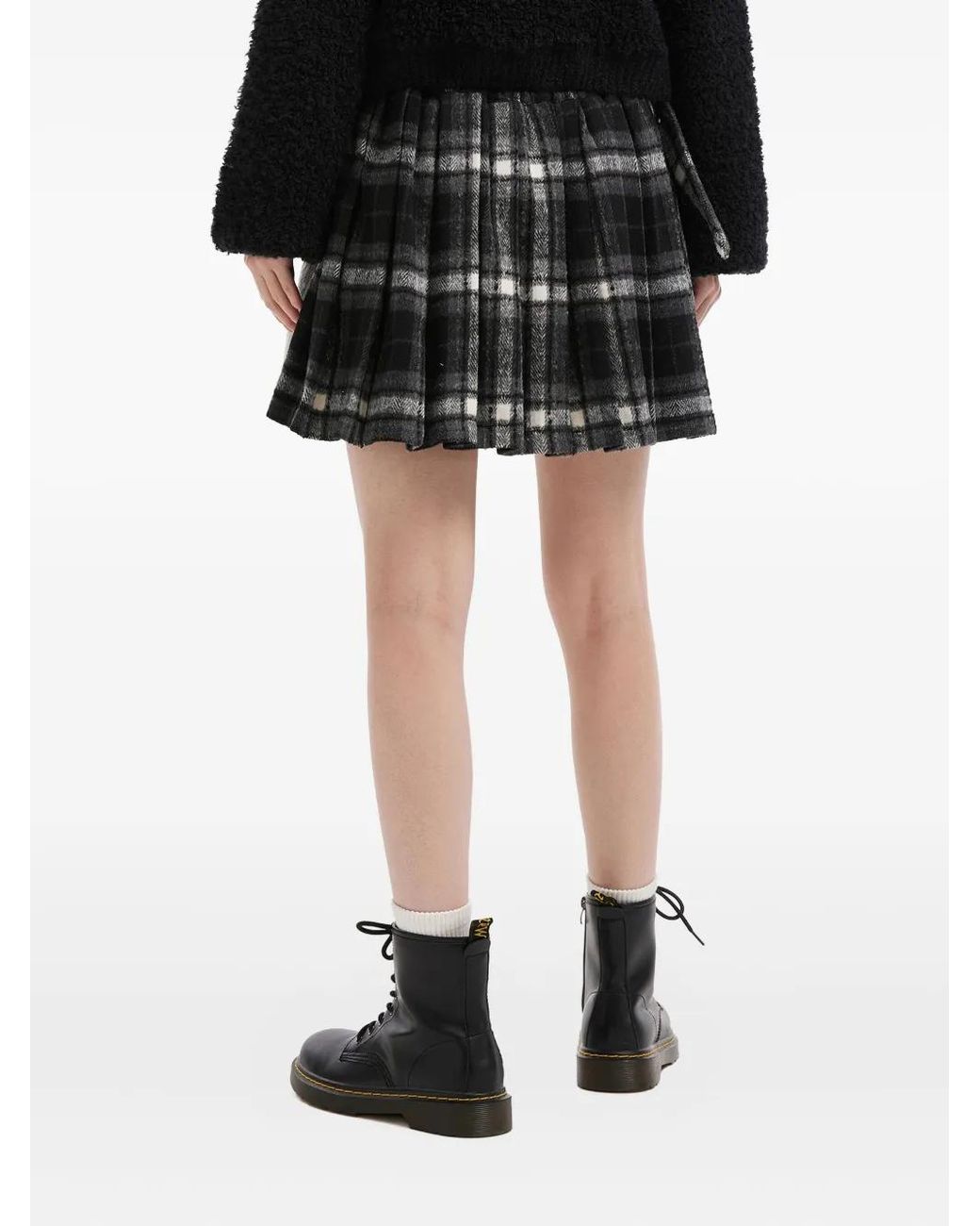 Musium Div. Black Plaid Buckle-Detail Mini Skirt