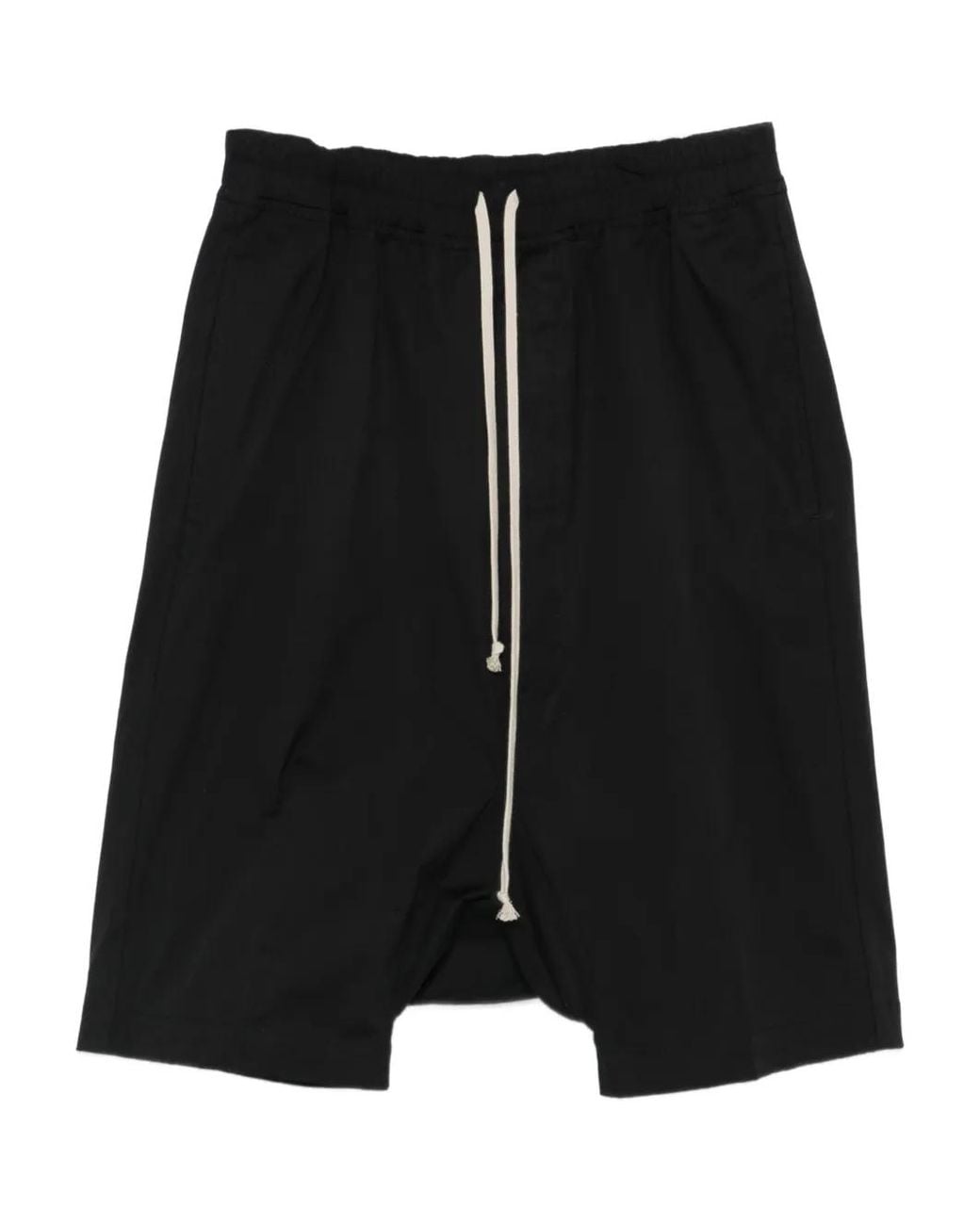 Rick Owens Drawstring Drop-Crotch Shorts in Black for Men | Lyst