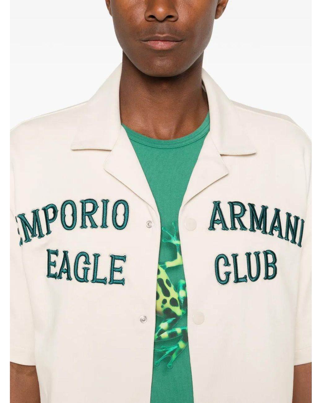 Emporio Armani White Logo-Embroidered Shirt for men