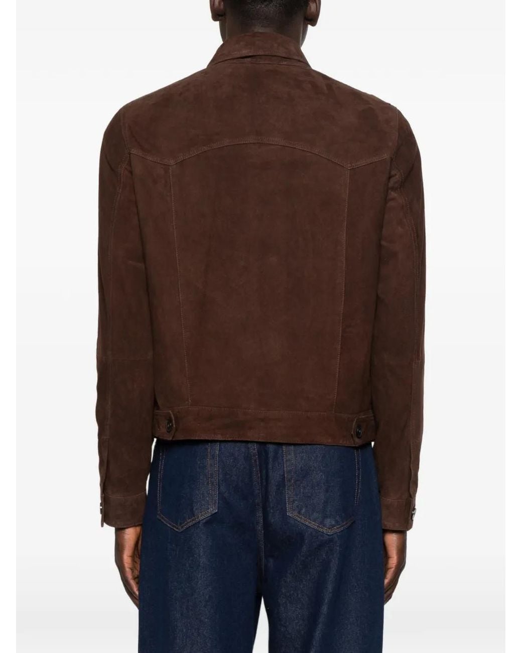Amaranto Brown Suede Button-Up Jacket for men