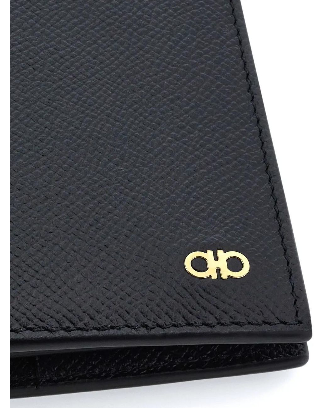 Ferragamo Black Gancini Compact Wallet for men