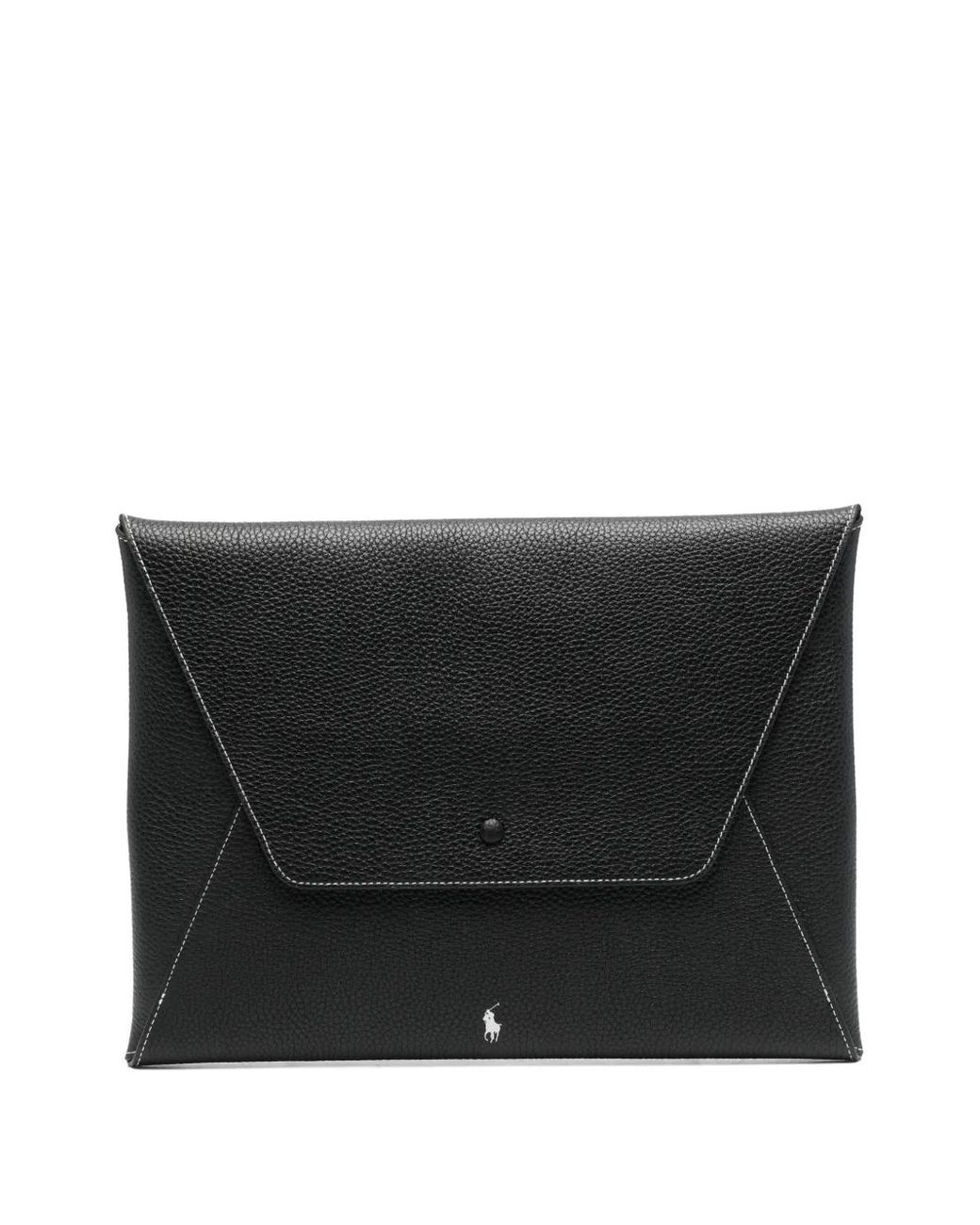 Polo Ralph Lauren Black Topstitch Envelope Purse