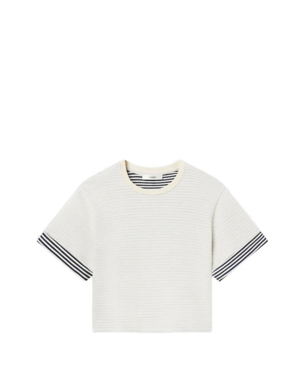 FRAME White Striped-Cuff T-Shirt