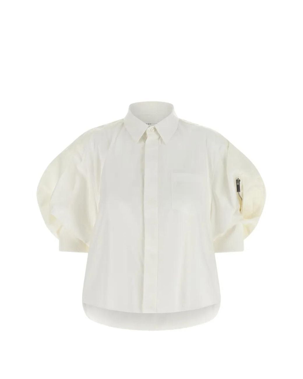 Sacai White Chemise À Manches Bouffantes
