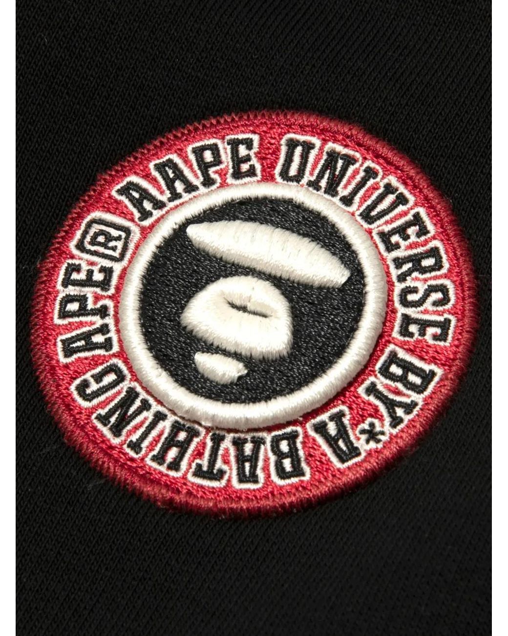 Aape By A Bathing Ape Black Aapeunvs Logo-Print Camouflage-Patch Track Pants for men