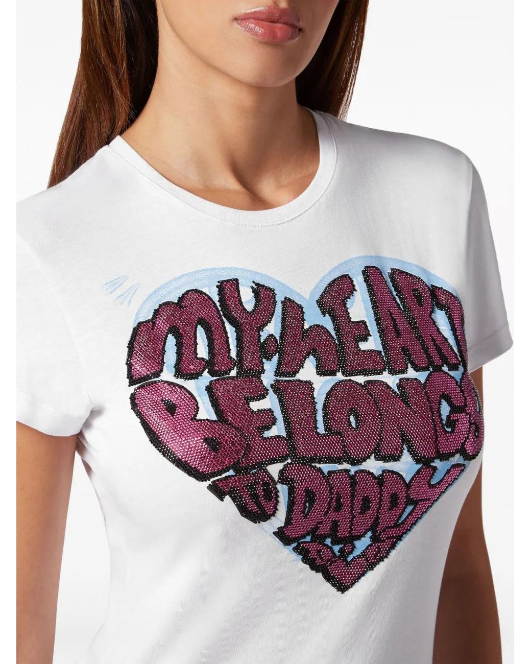 Philipp Plein White Pure Crystals-Embellished T-Shirt
