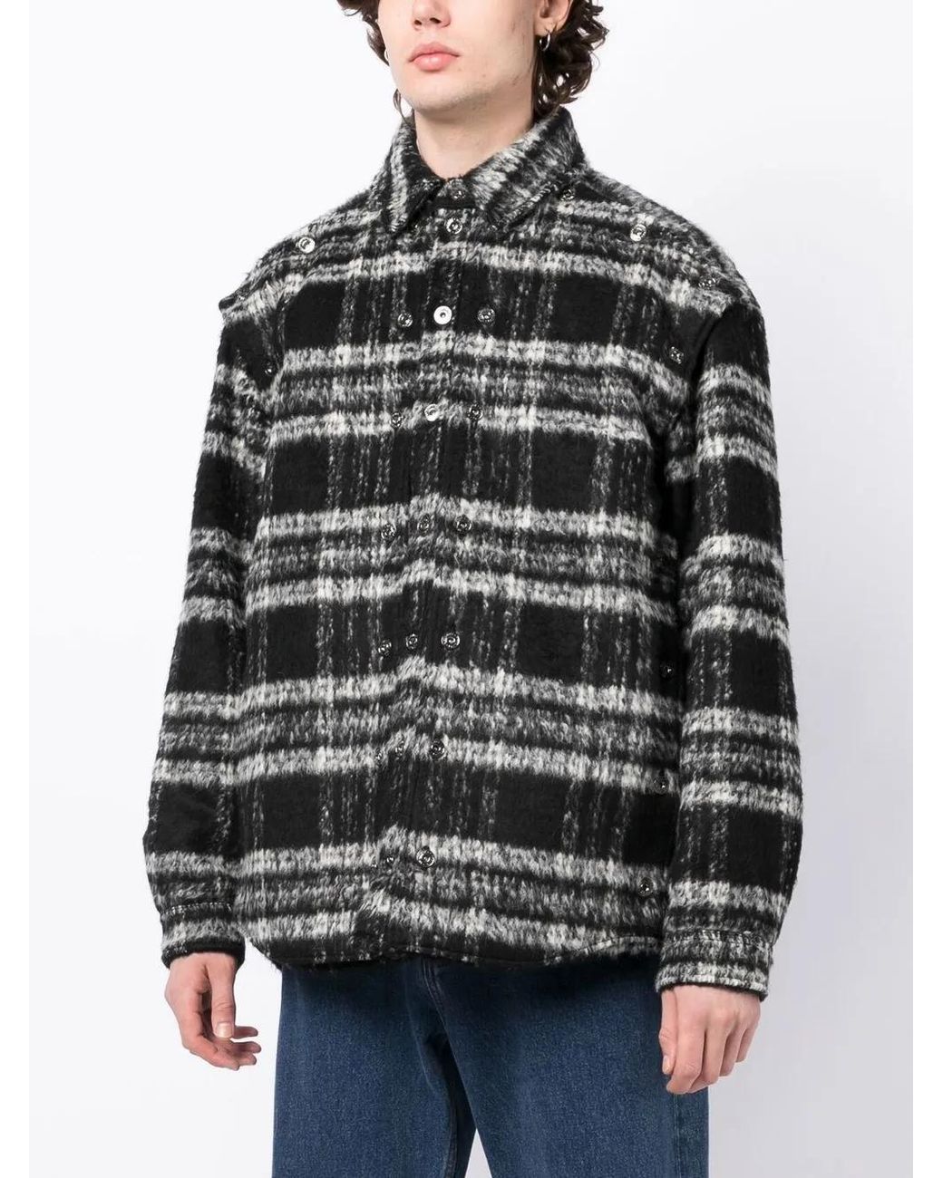 Y. Project Black Textured Stripe-Pattern Shirt Jacket for men