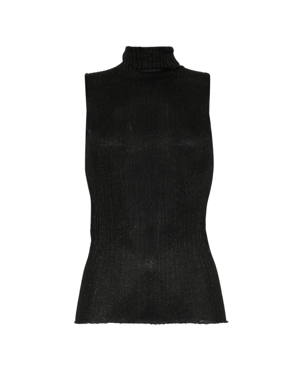 AROVESCIO Black Ribbed-Knit Sleeveless Top