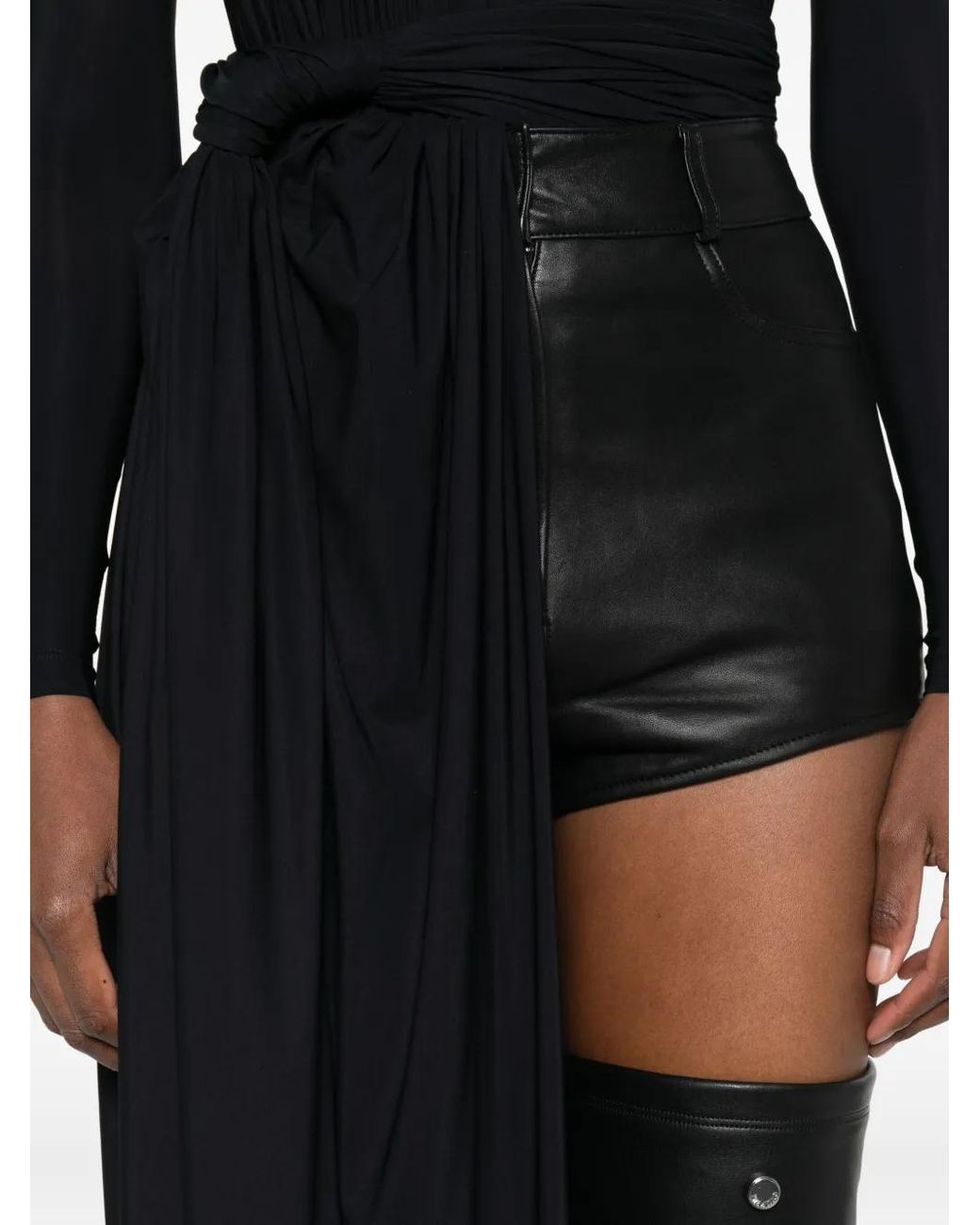 Balenciaga Black Draped Knot Mini Dress