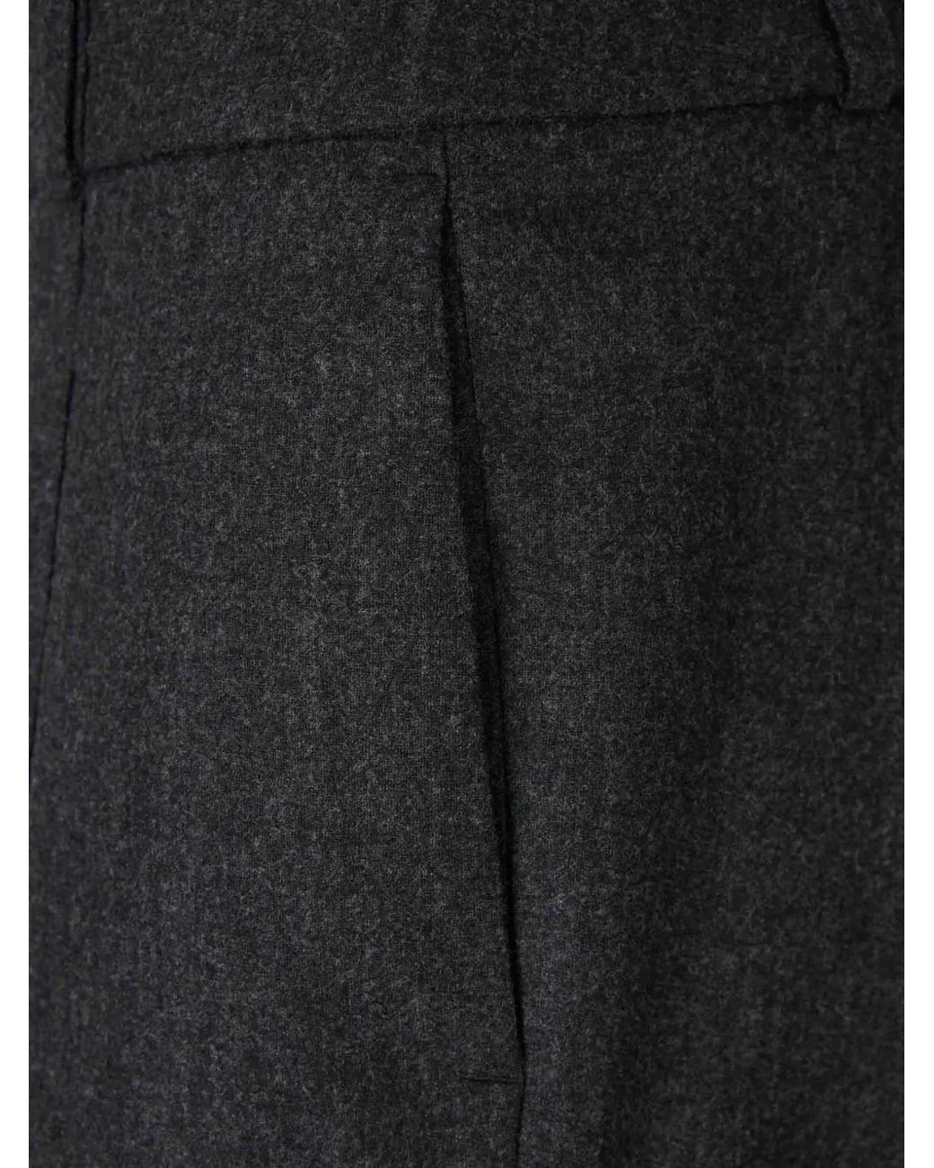 Peserico Black Pantalon Plissé À Ourlet Retourné