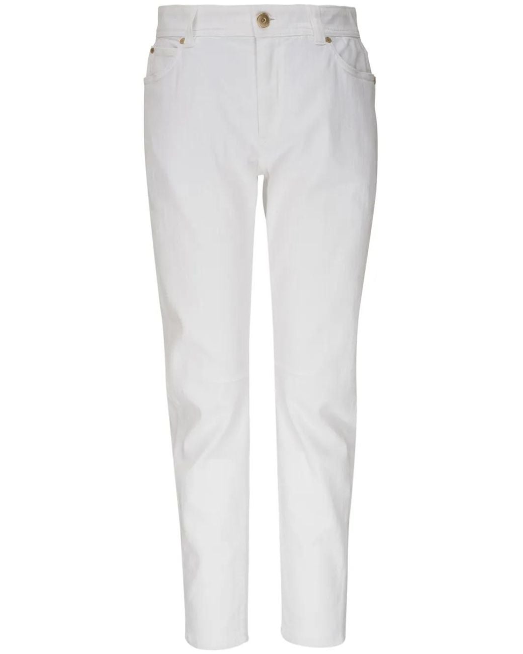 Brunello Cucinelli White Mid-Rise Slim-Fit Jeans