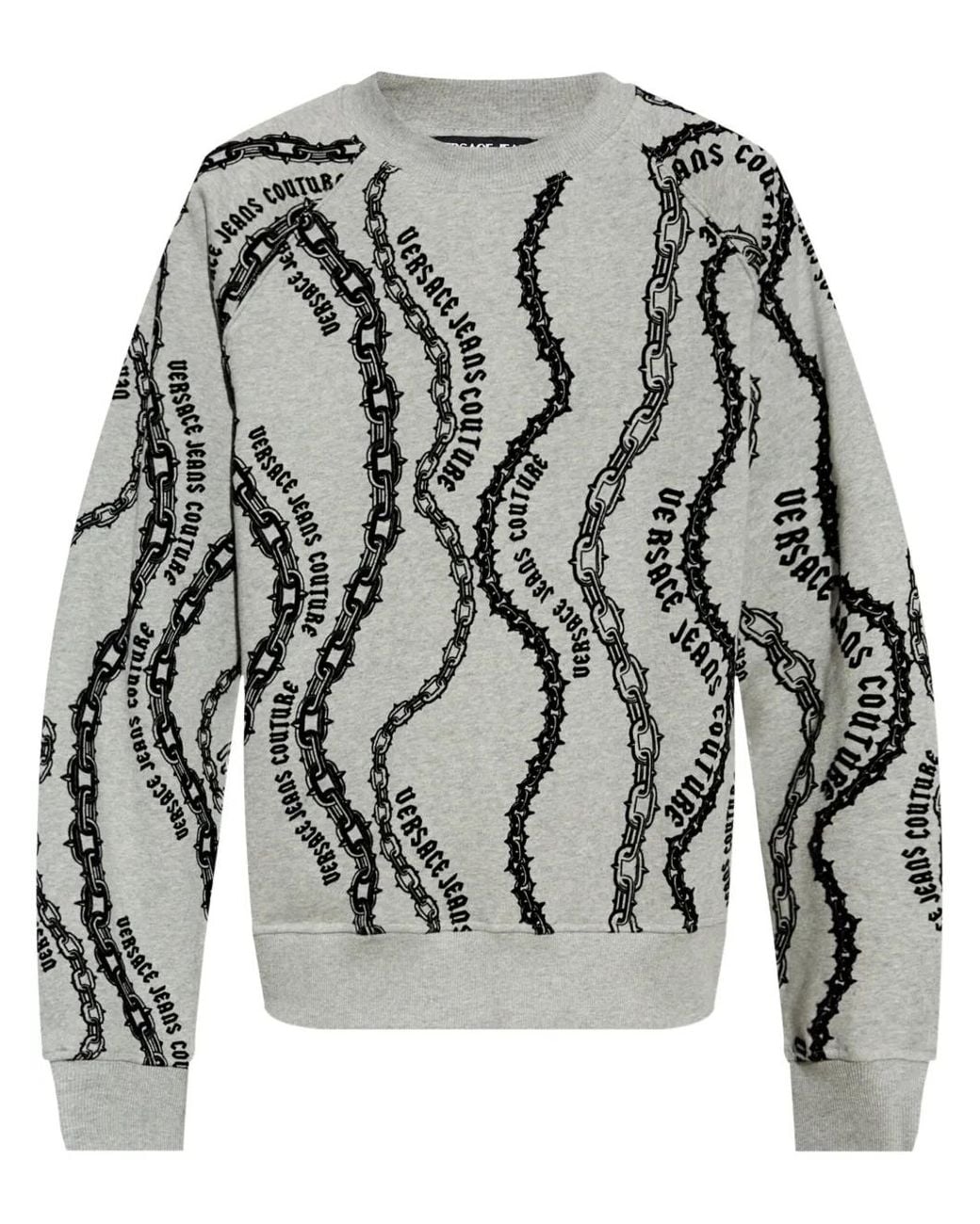Versace Jeans Couture Gray Chain Link-Print Sweatshirt for men