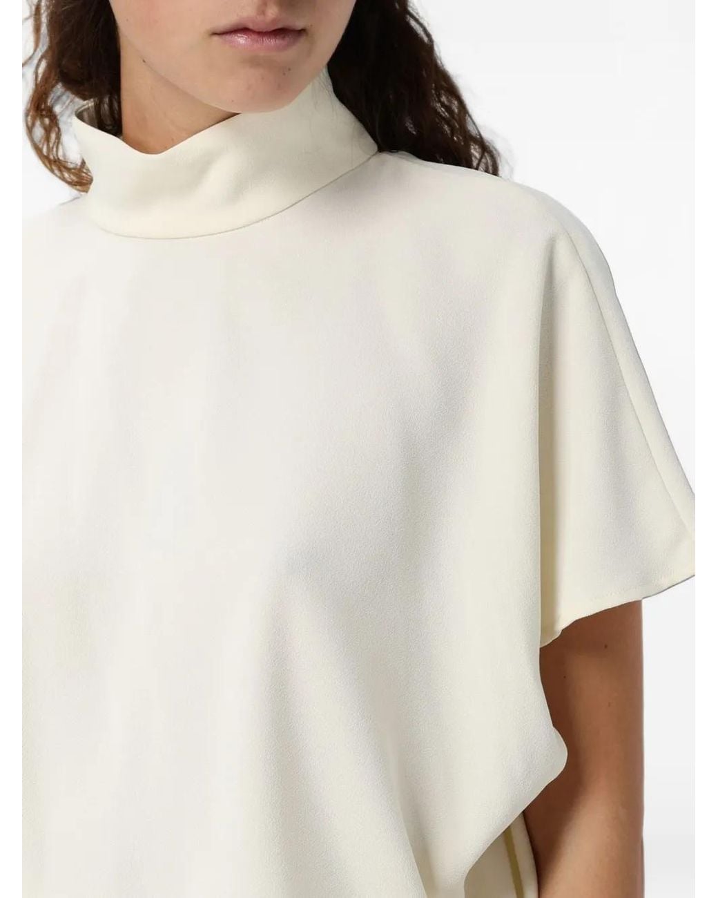 ELEH Natural High-Neck Cowl-Back Blouse