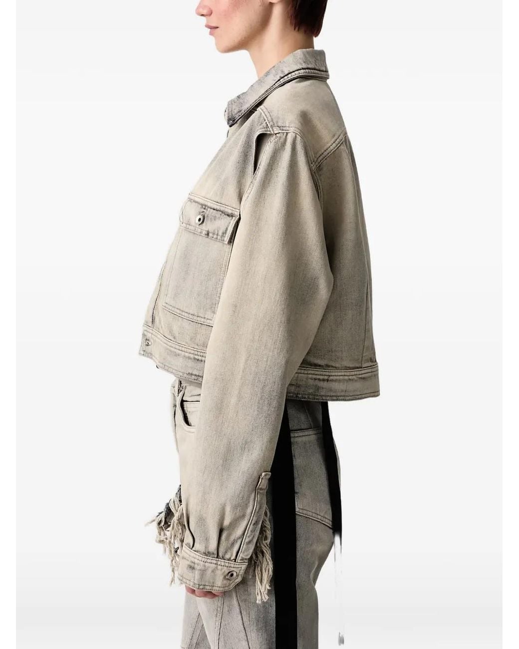 Rick Owens Gray Long-Sleeve Cropped Denim Jacket