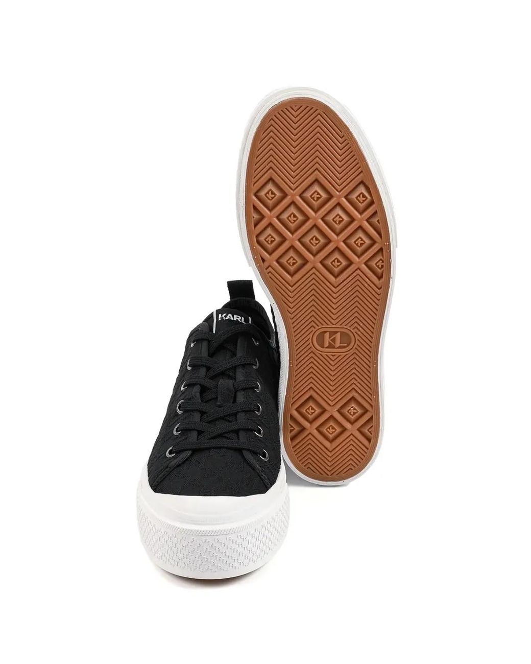 Karl Lagerfeld White Monogram-Jacquard Platform Sneakers for men