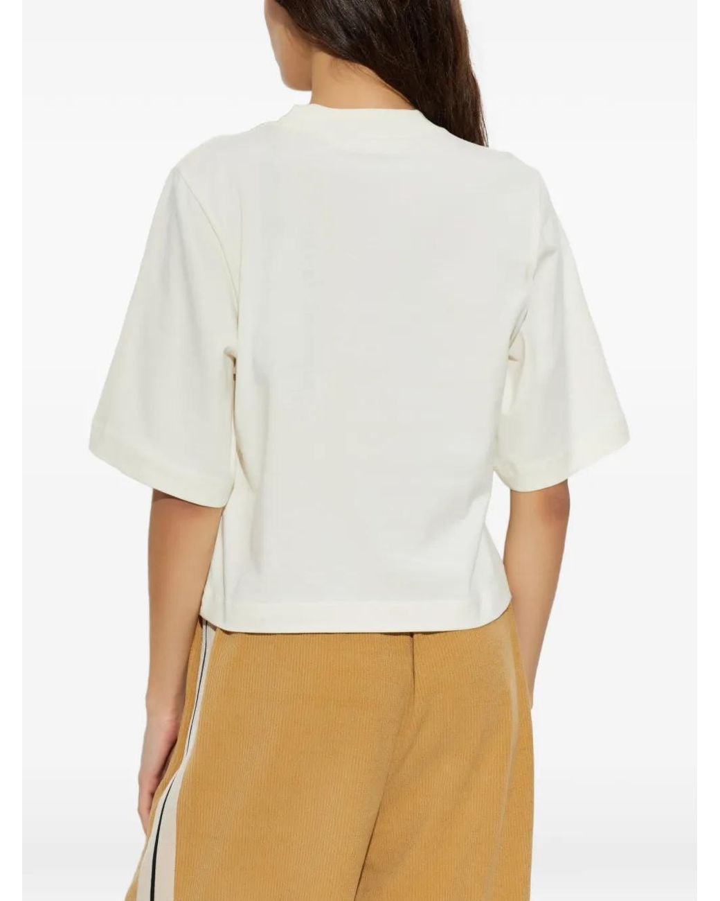 Palm Angels White Palm Tree Cropped T-Shirt