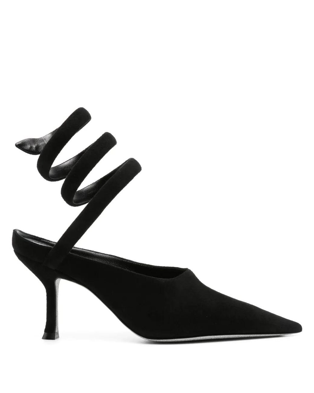 Rene Caovilla Black 75Mm Suede Pumps