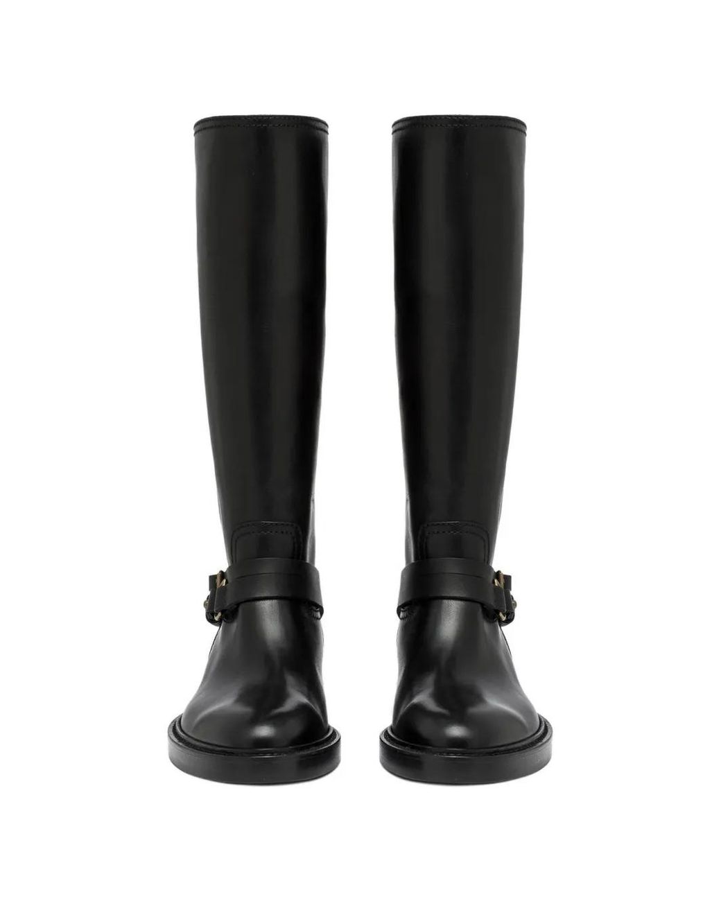 Buttero Black Laydee Buckle-Strap Knee-High Boots