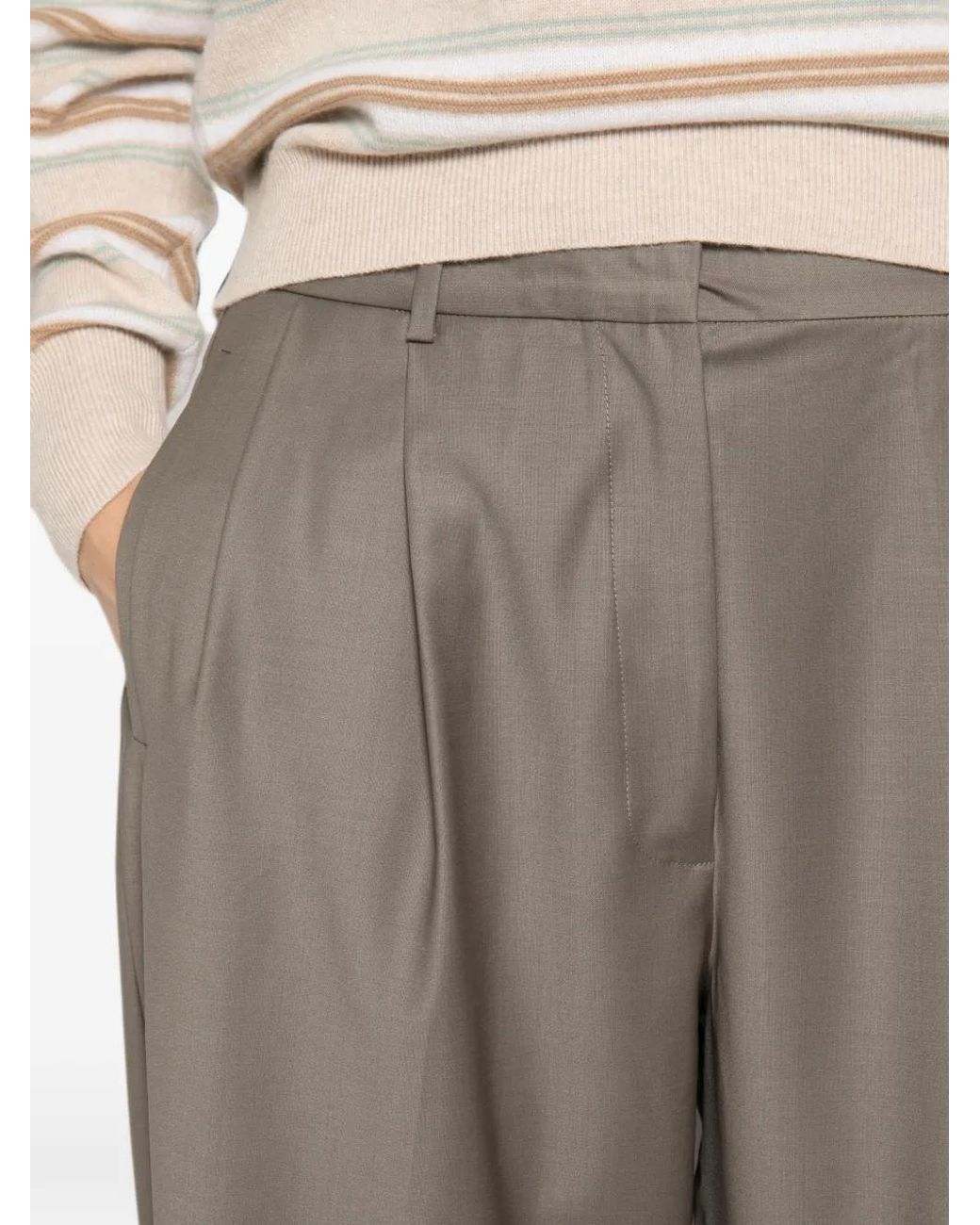 Cordera Gray Pleated Virgin Wool Trousers