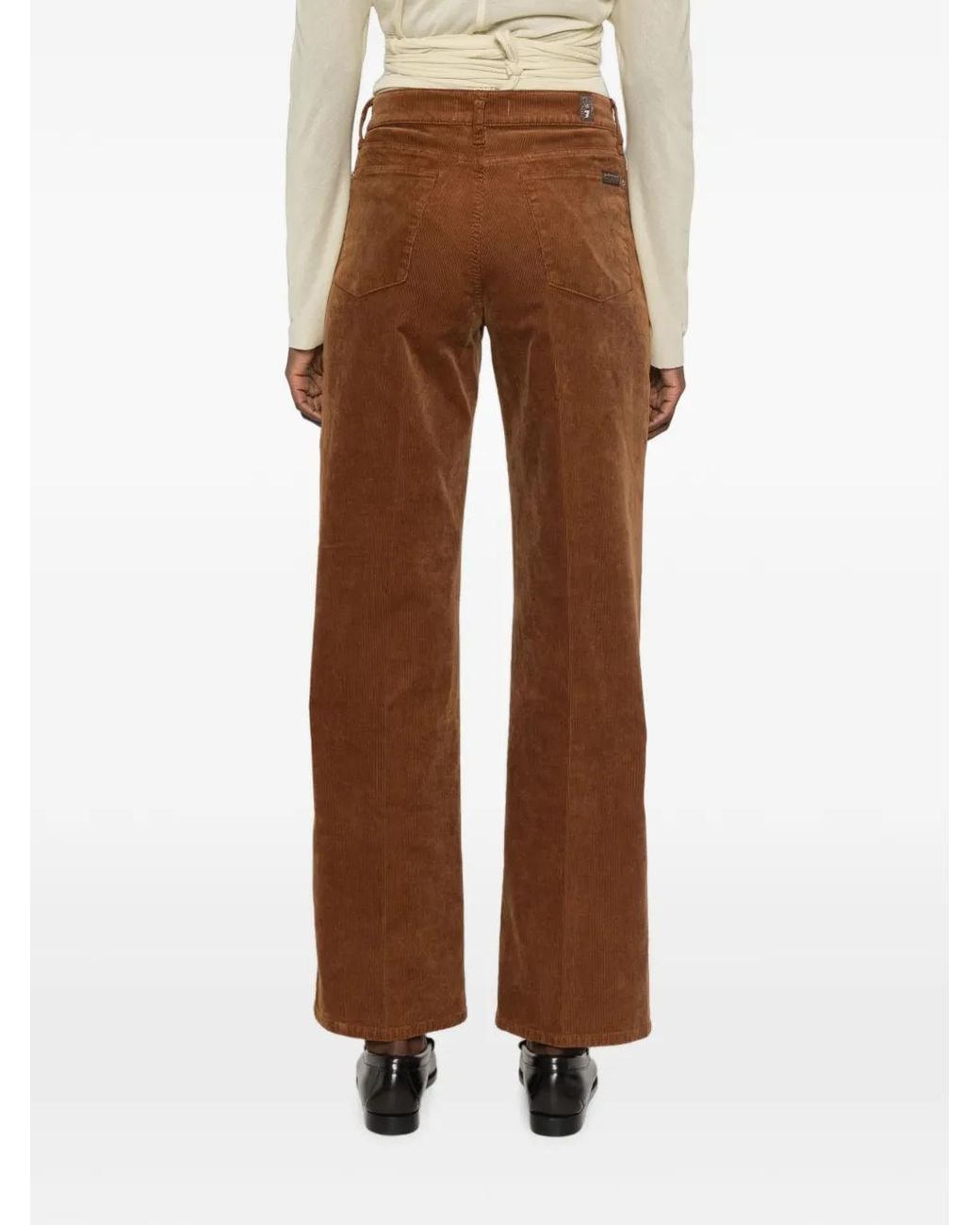 7 For All Mankind Brown Corduroy Straight-Leg Trousers