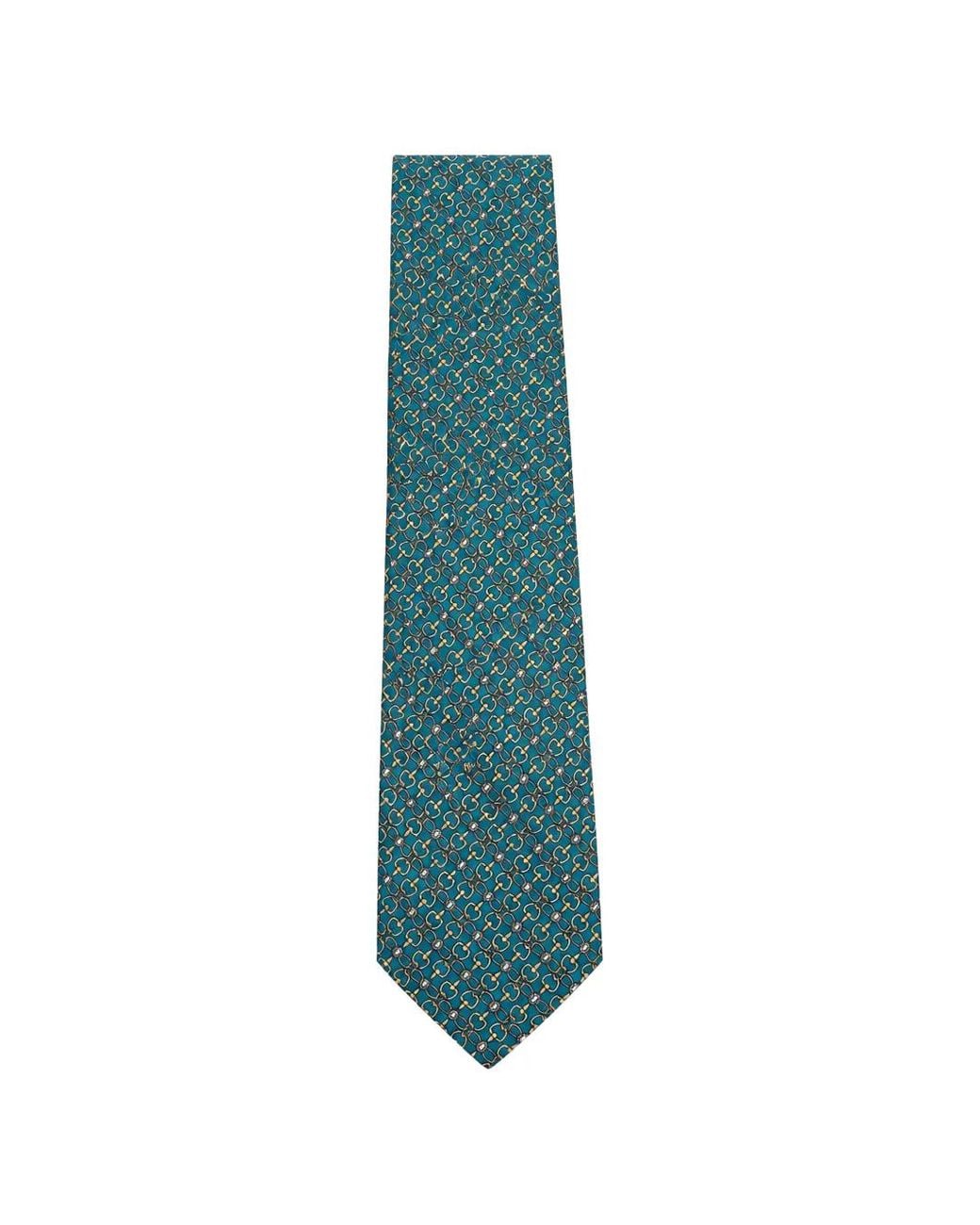 Tombolini Green Geometric-Print Silk Tie for men
