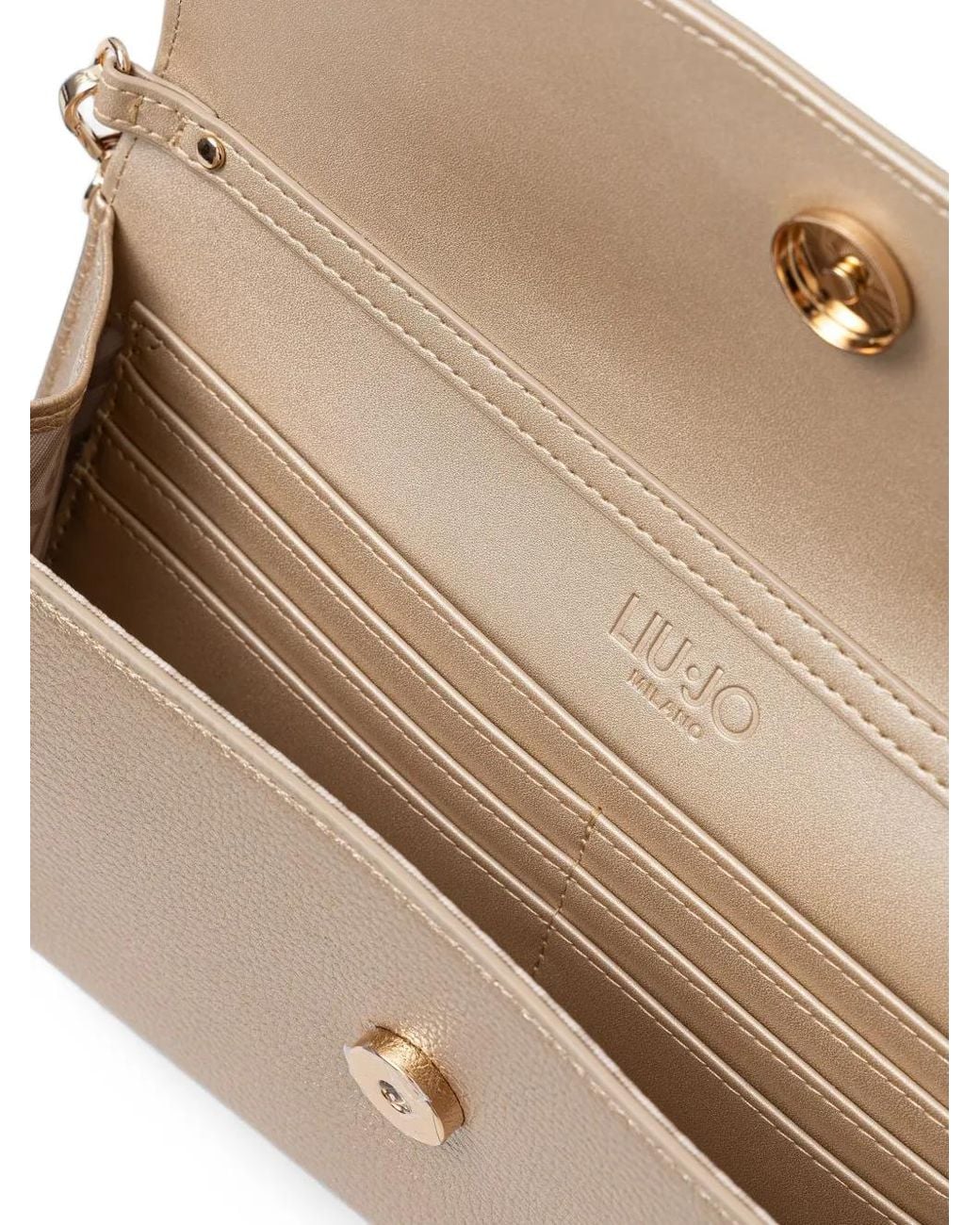 Liu Jo Natural Grained-Effect Logo-Plaque Clutch Bag