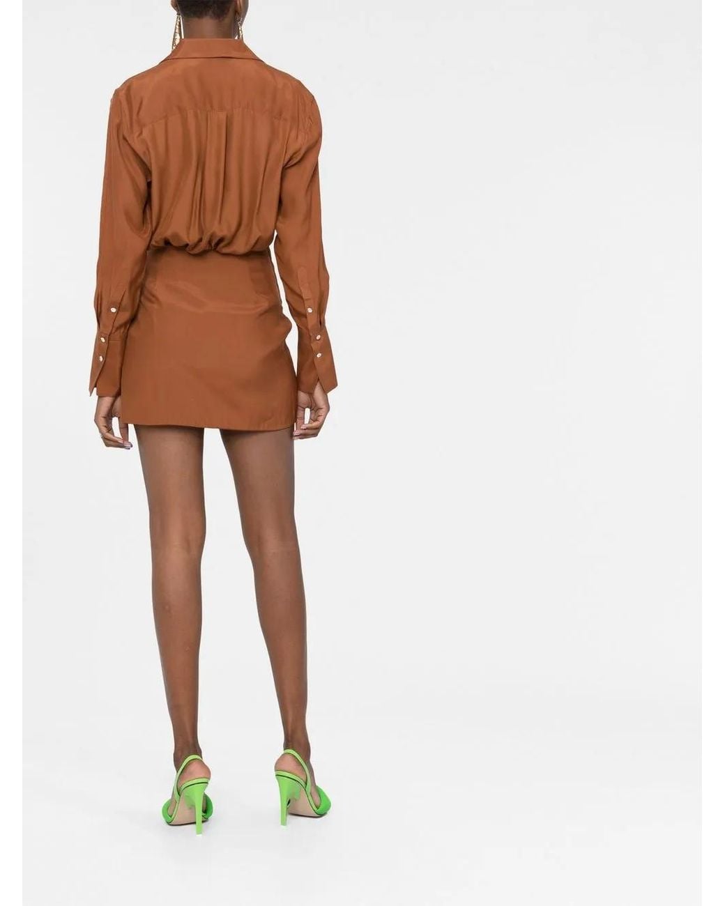 GAUGE81 Brown Naha Asymmetric Mini Dress