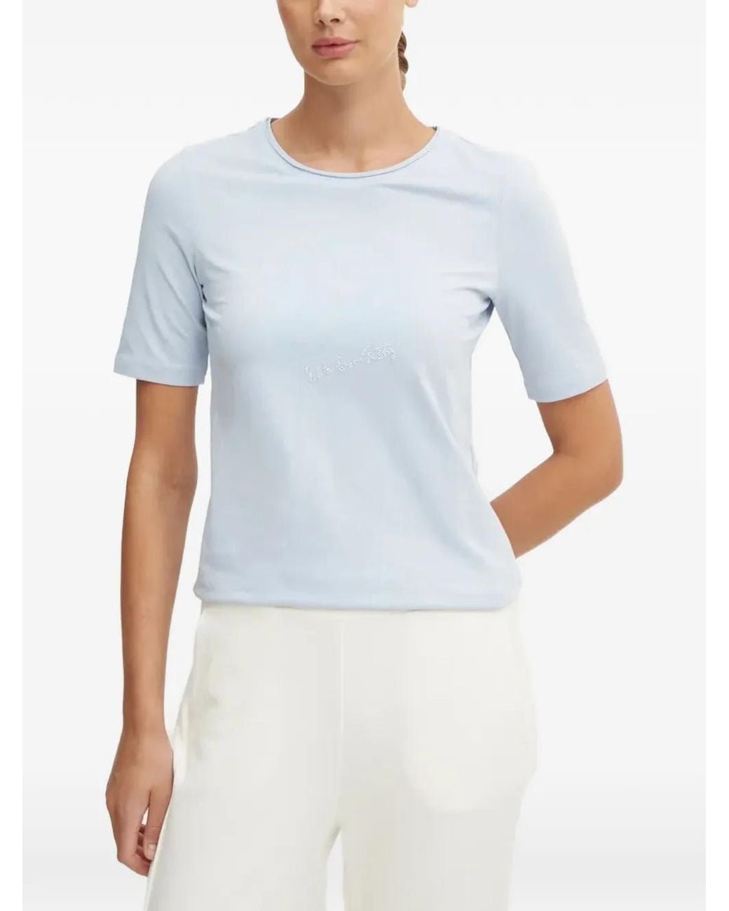 Sportalm Blue Crystal-Embellished Logo-Print T-Shirt