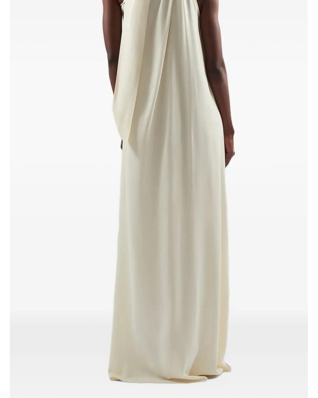 Taller Marmo White Astor Halterneck Tie-Fastening Maxi Dress