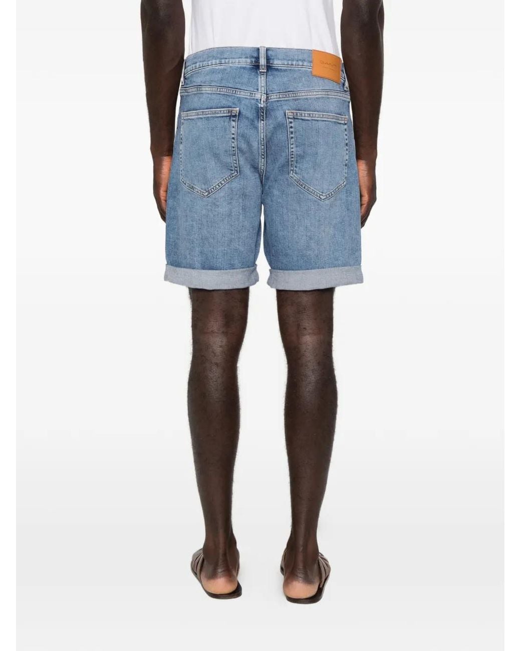 Gant Blue Rolled-Hem Denim Shorts for men