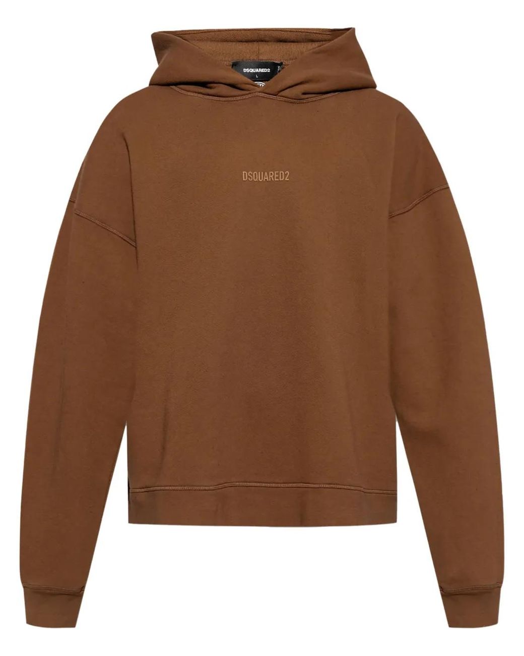 DSquared² Brown Logo Print Cotton Hoodie for men