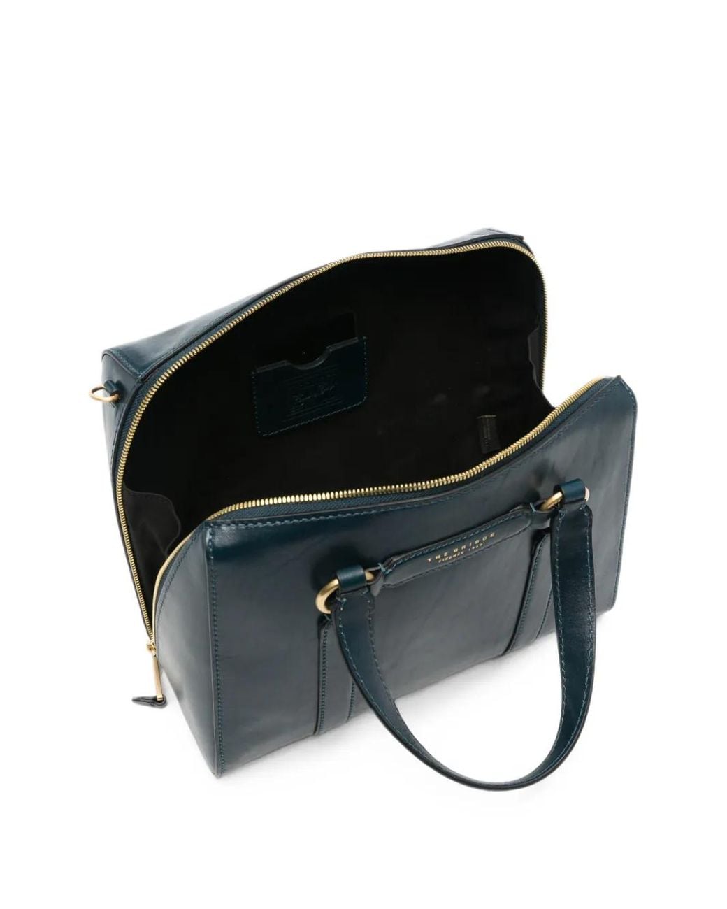 The Bridge Black Logo-Stamp Leather Tote Bag