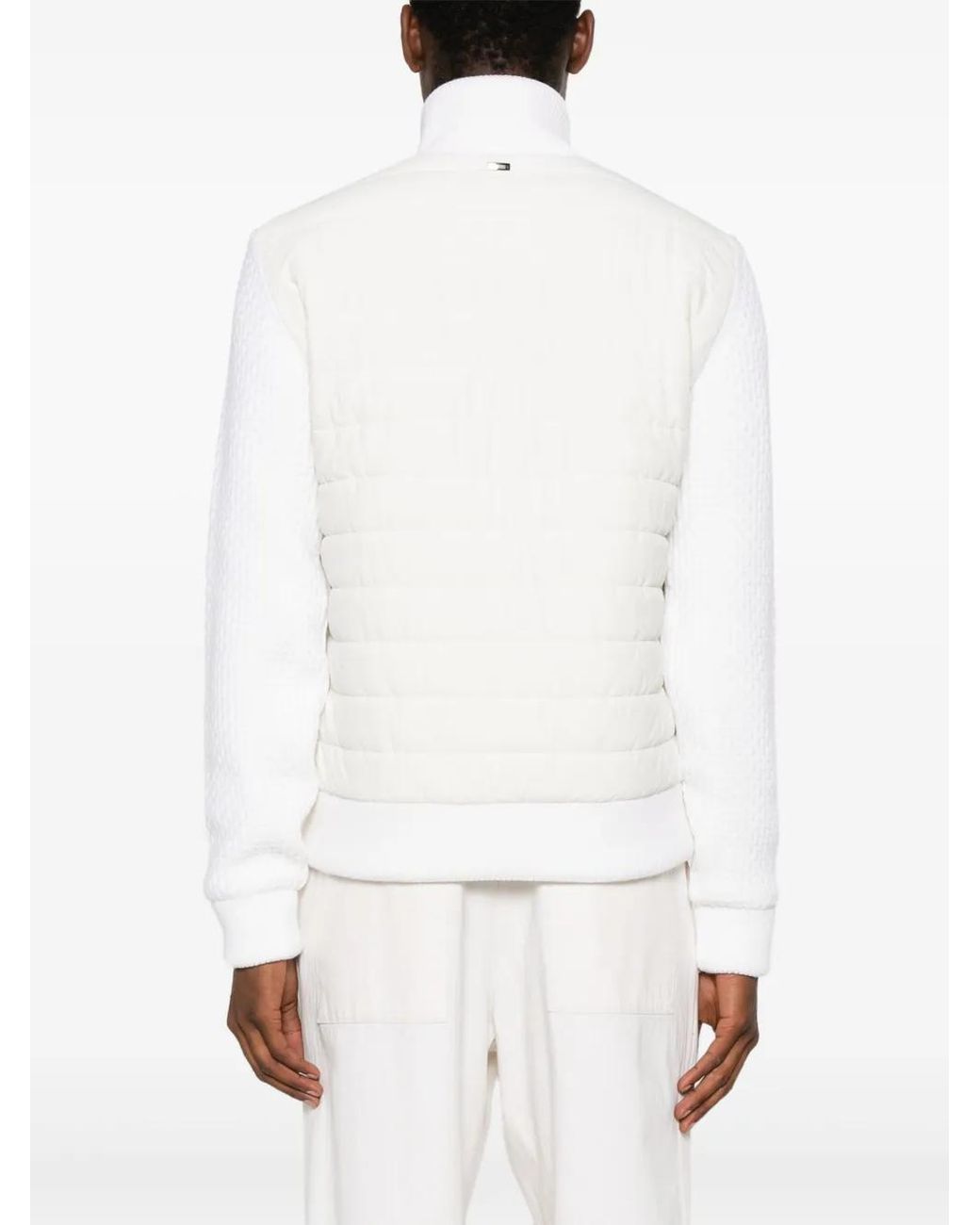 Herno White Knitted-Panels Padded Bomber Jacket for men