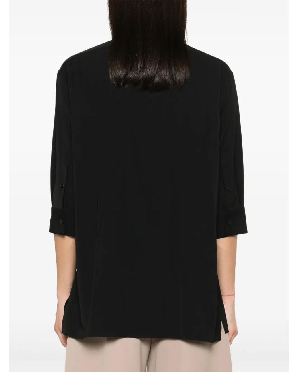The Row Black Elada Classic-Collar Shirt