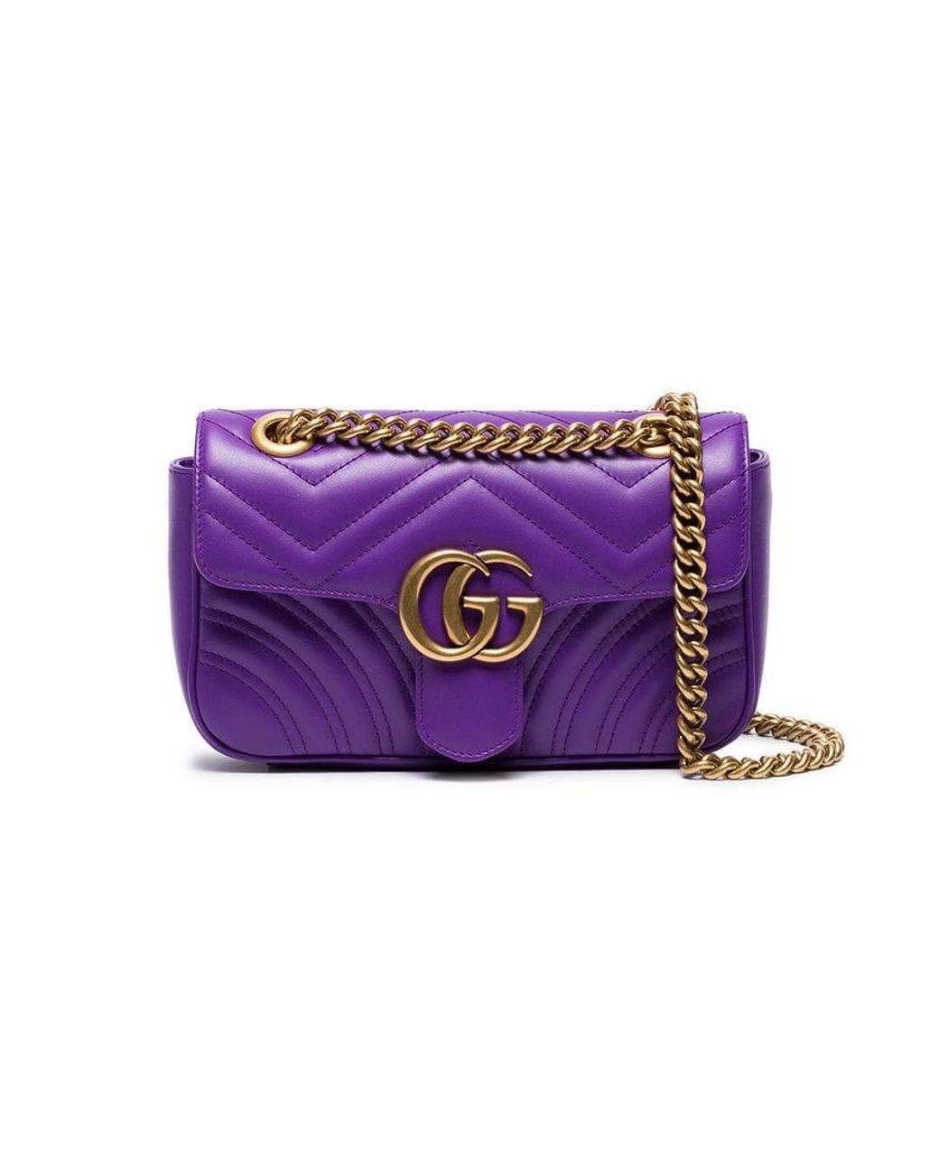 Gucci Purple GG Marmont Mini Leather Shoulder Bag | Lyst