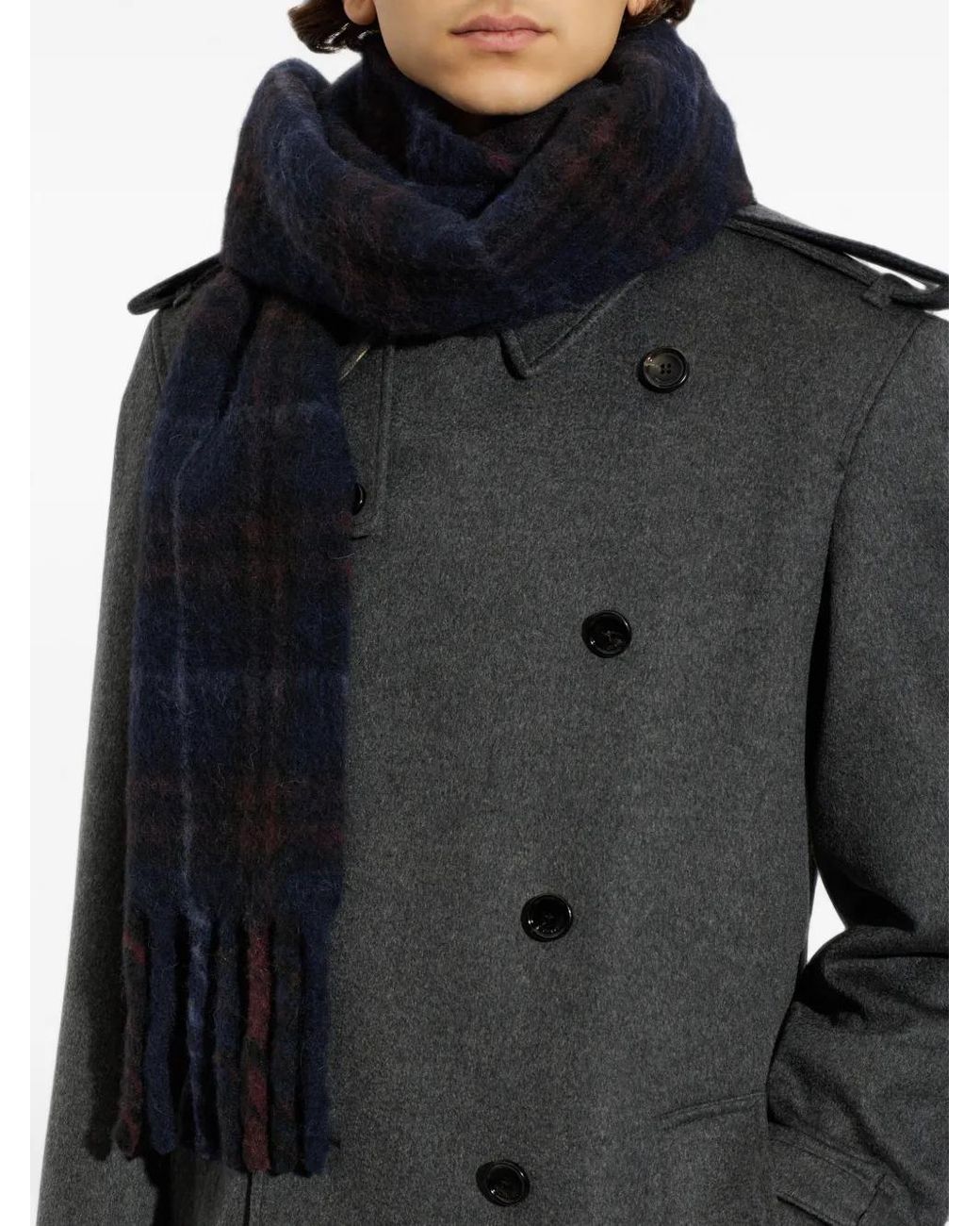 Burberry Black Narrow-Cut Checkered Alpaca Blend Scarf