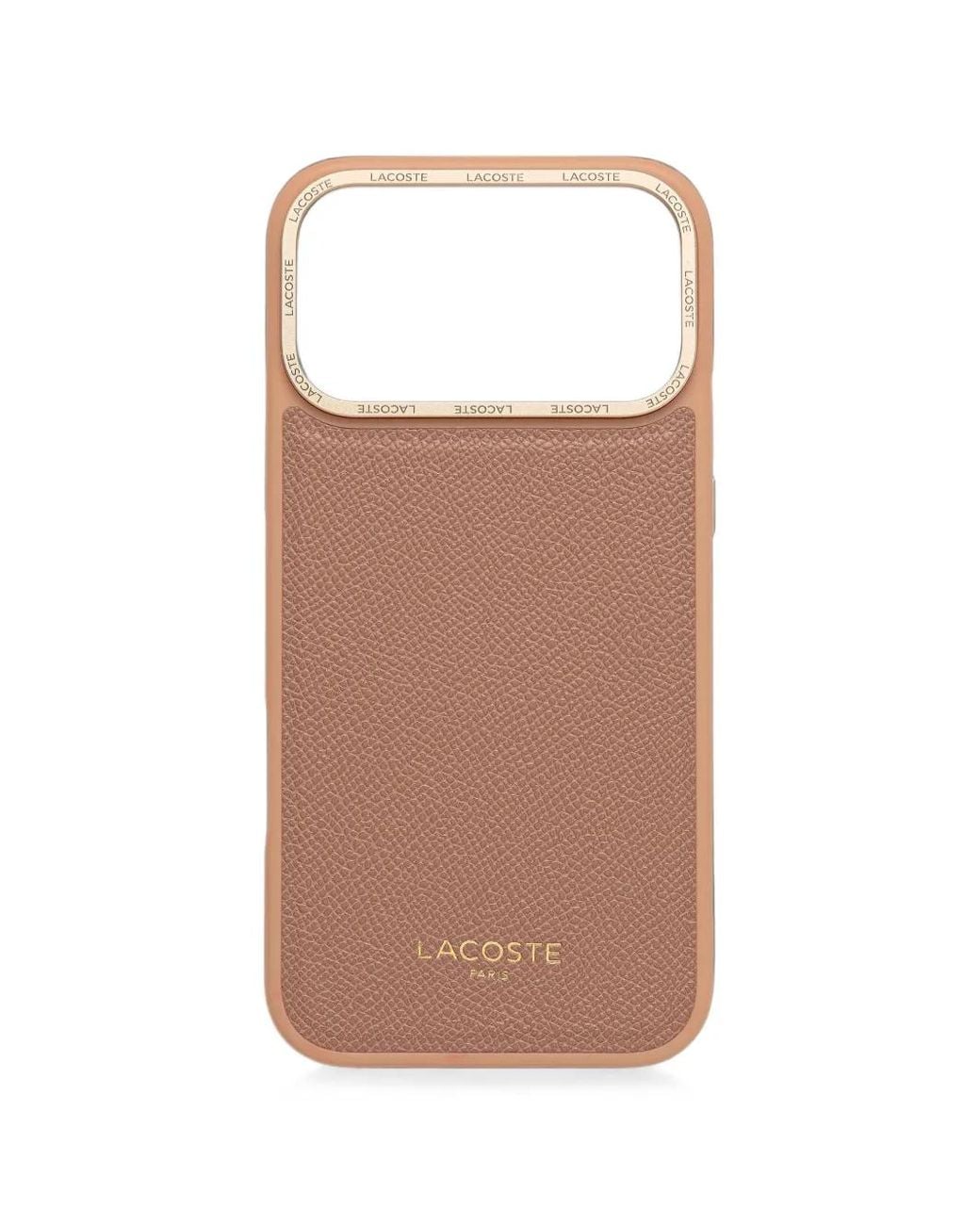 Lacoste Brown Logo-Print Pebbled Iphone Case