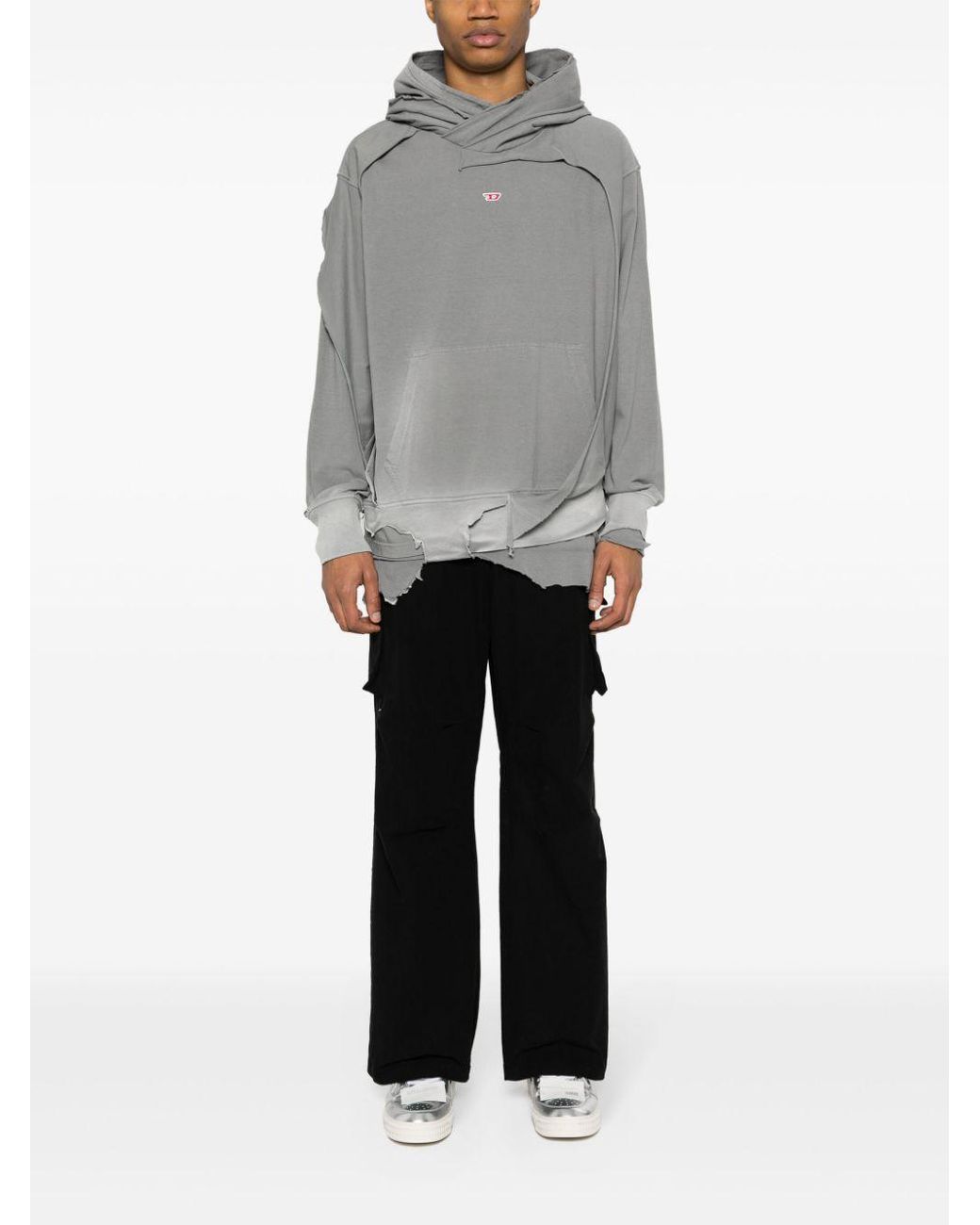 DIESEL Strahoop-N1 Distressed Effect Hoodie in Gray for Men