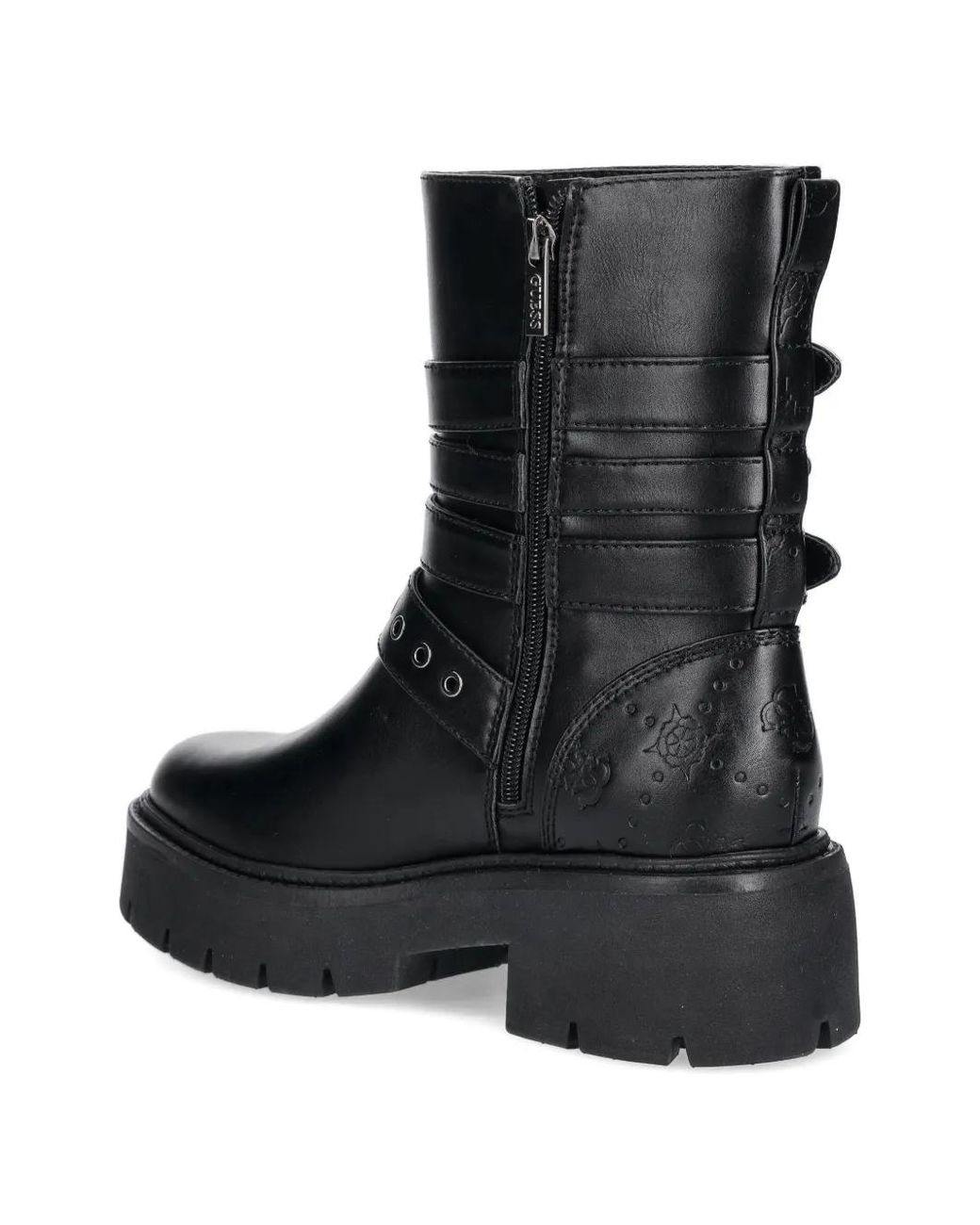 Guess Black Salvo Buckle-Detail Platform Boots