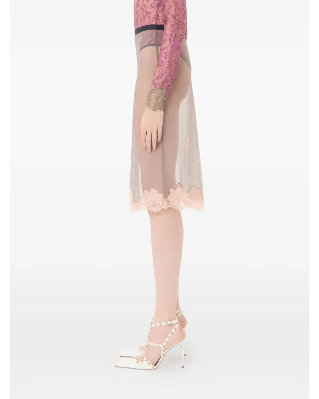 Valentino Garavani Gray Tulle Midi Skirt