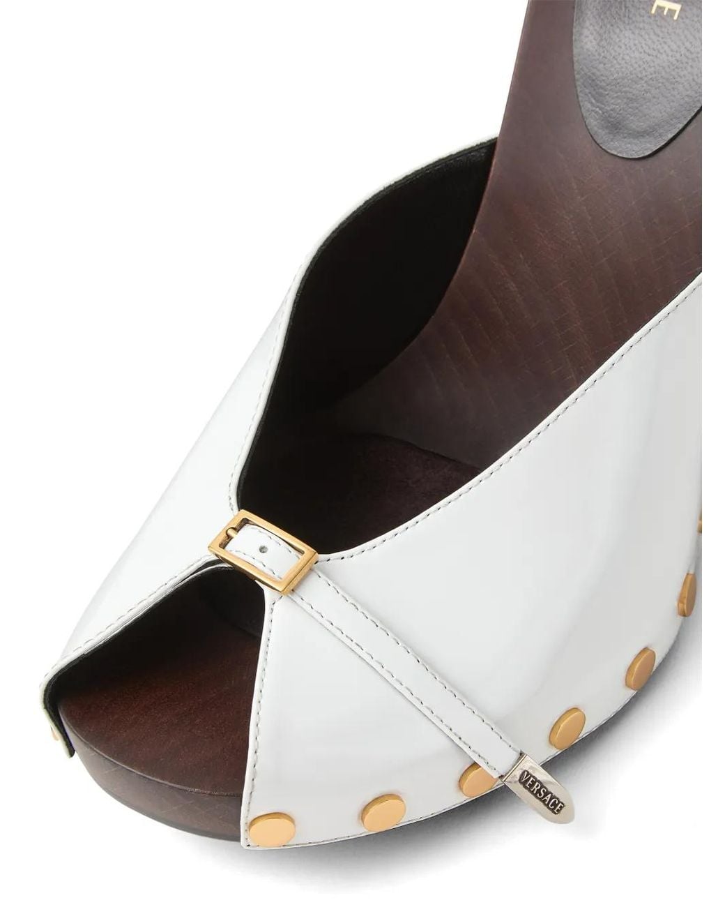 Versace White Sassi Clogs Aus Lackleder 105 Mm