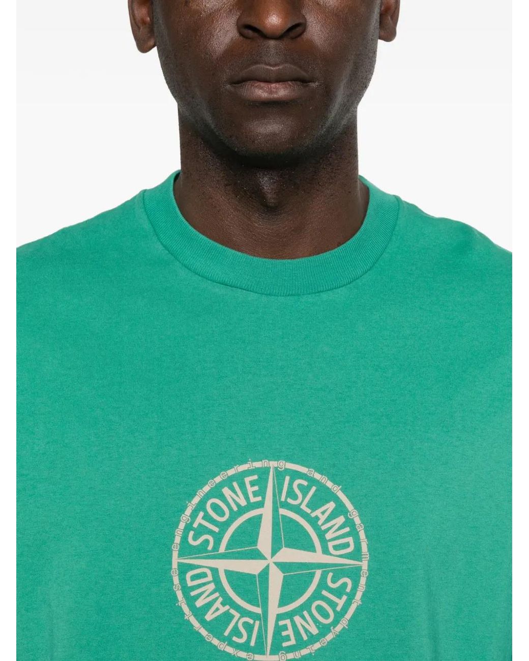 Stone Island Green Compass Printed Regular-Fit T-Shirt for men
