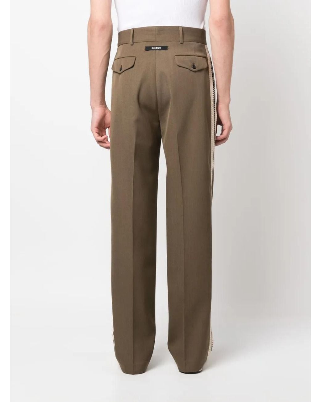Palm Angels Brown Tape-Embellished Tailored Trousers for men