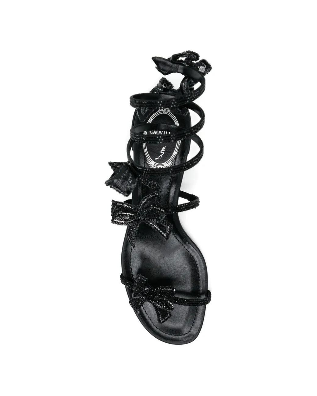 Rene Caovilla Black Crystal-Embellished Floral Sandals